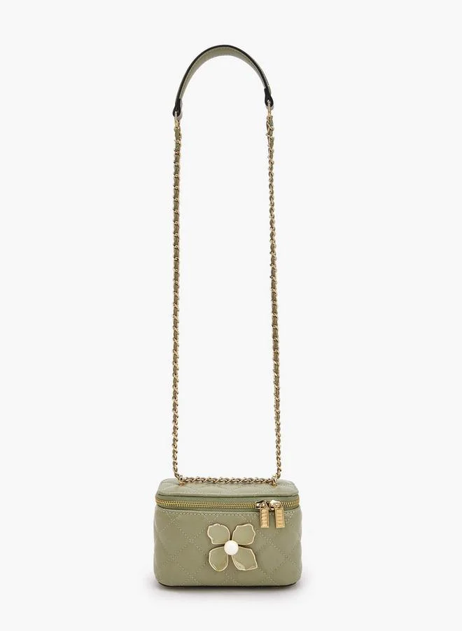 ايل Quilted Crossbody Bag With Floral Accent Ramadan Collections